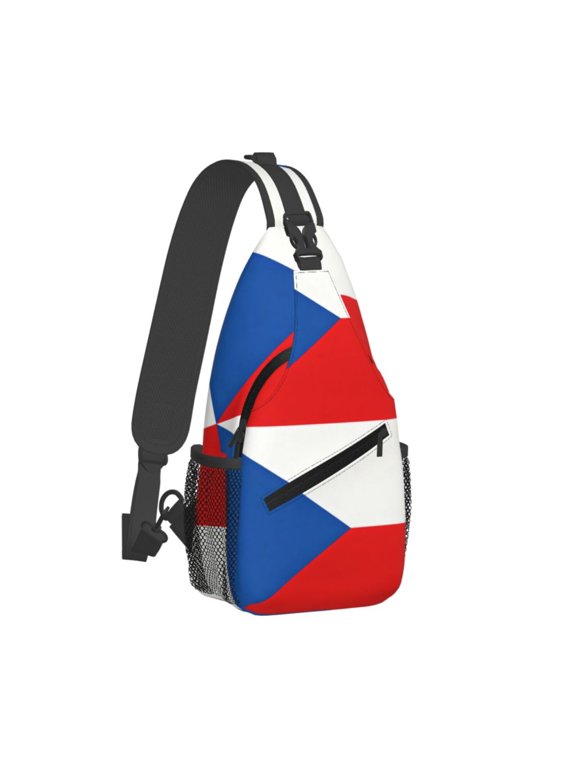 Women Men Czech Republic Flag Sling Backpack Casual Shoulder Sling Bag Gym Travel Hiking Daypack