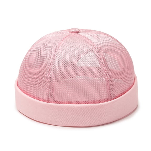 Women Men Dome Hat Hollow Out Mesh Supper Breathable Brimless Solid Color Decorative Hip Hop Unisex Ponytail Hole Docker Hat Headwear