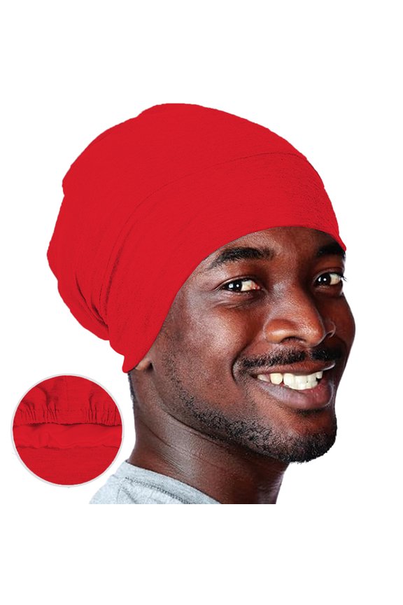 Women Men Double Layer Satin Sleep Bonnet, Adjustable Chemotherapy Head Wrap Cap with Soft Breathable Fabric, Silk-Like Sleeping Cap for Hair Protection Frizz Reduction Daily Home Travel Red