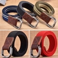 thumbnail image 1 of Women Men Double Ring Buckle Canvas Belt Simple Casual Versatile Youth Cargo Waist Band Outdoor Sport Jeans Accessories, 1 of 8