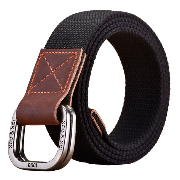 Women Men Double Ring Buckle Canvas Belt Simple Casual Versatile Youth Cargo Waist Band Outdoor Sport Jeans Accessories