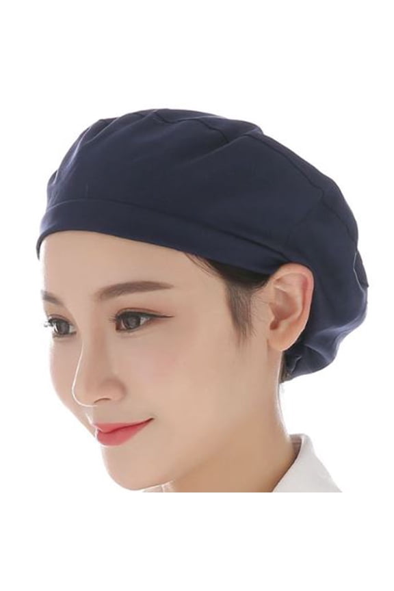 Women Men Dustproof Breathable Kitchen Chef Hat Elastic Cotton Factory Work Cap Protective Hair Cover for Restaurant Workshop Warehouse