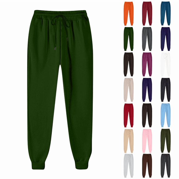Women Men Fashion Solid Color Elastic Waist Sweatpants Sport Pants Drawstring High Waist Comfy Fall Winter Joggers Pants with Pockets