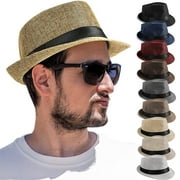 Women Men Fedora Hat Short Brim Panama Summer Beach Sun Hat Classic Gatsby Fedora Hats