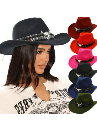 Cowboy Hat Solid Color Wild Unisex Anti-pilling Comfortable Costume Party  Accessories Felt Roll Up Brim Cowgirl
