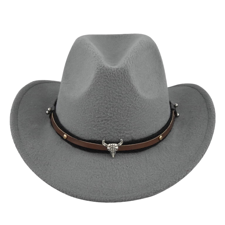 Women Men Felt Wide Brim Western Cowboy Hats Belt Buckle  display picture 1