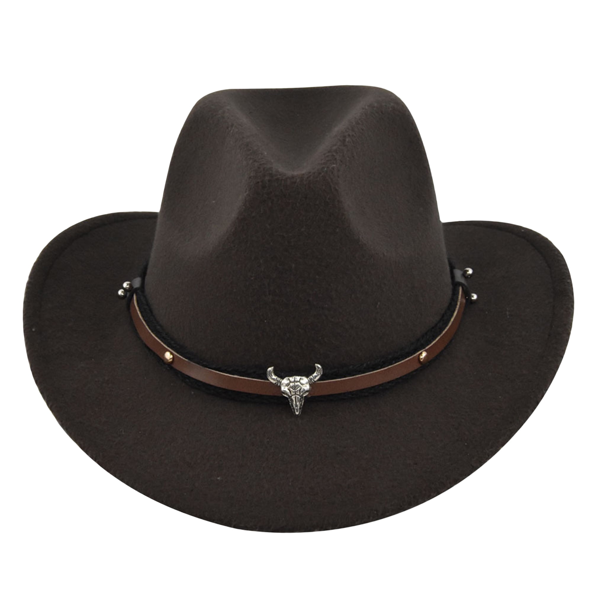 Women Men Felt Wide Brim Western Cowboy Hats Belt Buckle  display picture 1