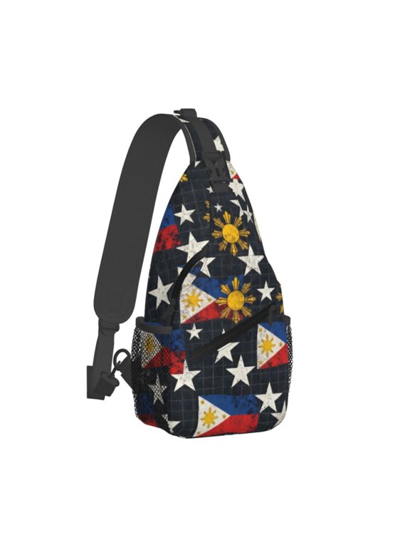 Women Men Filipino Flag Stars And Sun Sling Backpack Casual Shoulder Sling Bag Gym Travel Hiking Daypack