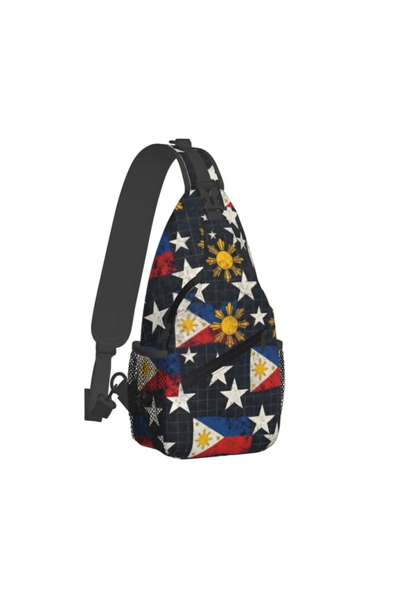 Women Men Filipino Flag Stars And Sun Sling Backpack Casual Shoulder Sling Bag Gym Travel Hiking Daypack
