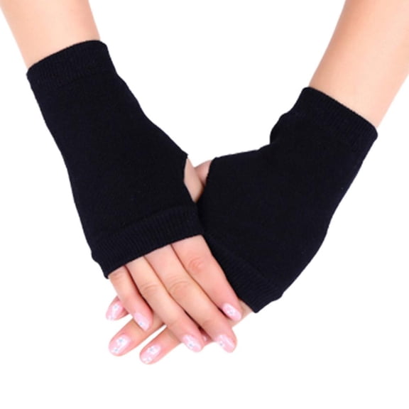 Women Men Fingerless Gloves Winter Thick Knit Mittens for Typing Phone Arthritis Office Warm Stretchy Cotton Wrist Hand Warmer
