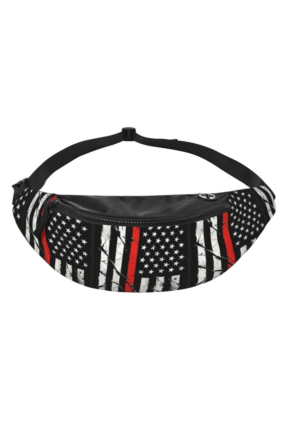 Women Men Firefighter Firefighting Flag Crossbody Fanny Waist Bag Pack Belt Bag for Travel Hiking