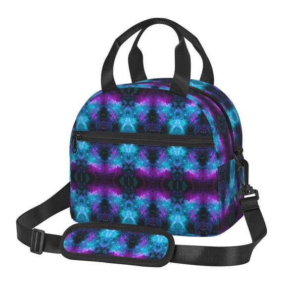 Women Men Galaxy Reusable Insulated Lunch Cooler Leakproof Meal PrepTote Bag with Removable Adjustable Shoulder Strap