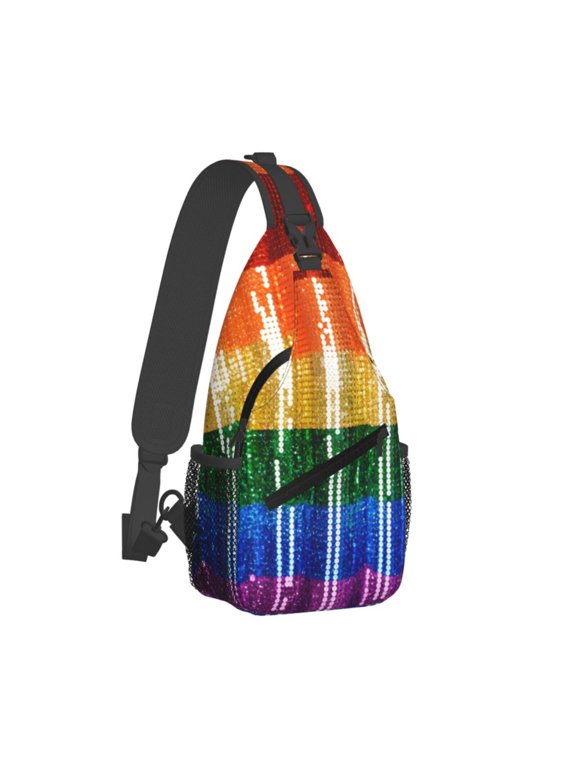 Women Men Gay Pride Rainbow Flag Crossbody Sling Bag Casual Chest Bakpack