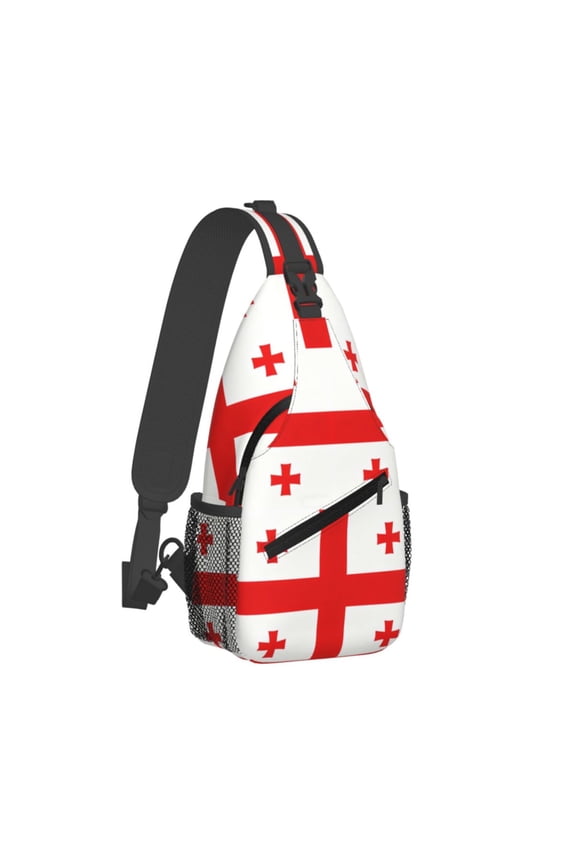 Women Men Georgian Flag Sling Backpack Casual Shoulder Sling Bag Gym Travel Hiking Daypack