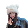 thumbnail image 1 of Women Men Girls Boys Cute Bear Ear Plush Hat Cap Warm Beanie, 1 of 8