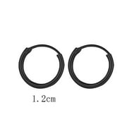 LINRONG Women Men Gold Hip Hop Jewelry Ears Rings Hoop Earrings Goth Stud Earrings Cartilage Piercing Loop Small Circle BLACK 1.2CM