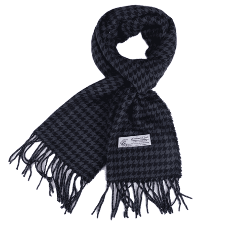 Women Men Gray/Black Houndstooth Scarves Classic Warm Soft Scarf with Fringes