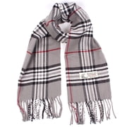 TZ Promise Women Men Gray Plaid Scarves Classic Warm Soft with Fringes for Winter