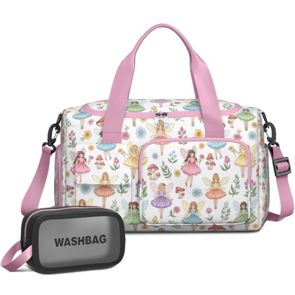 Women Men Gym Bag,Colorful Fairy Flower Pattern Small Duffle Bag Spend the Night Bags for Women with Shoes Compartment Washbag,Detachable Shoulder Strap,19.7x8.3x11 Inches