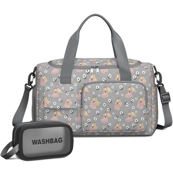 Women Men Gym Bag,Flower Princess Pattern Small Duffle Bag Spend the Night Bags for Women with Shoes Compartment Washbag,Detachable Shoulder Strap,19.7x8.3x11 Inches