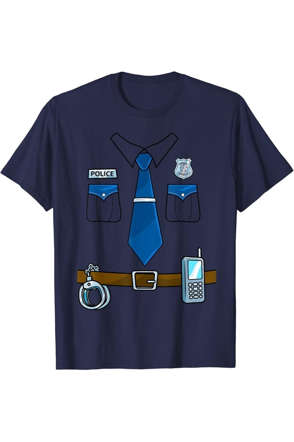 Women Men Halloween Police Costume Cop Uniform Officer Holiday T-Shirt, Size S-5XL