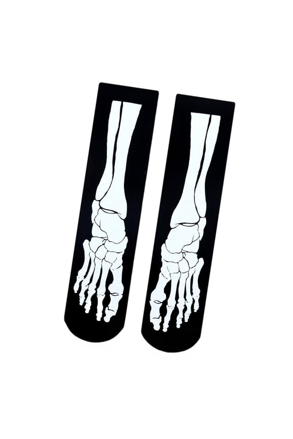 Women Men Halloween Skeleton Bone Print Middle Calf Socks Cosplay Costume Creative Festives Holiday Socks Hosiery Gift