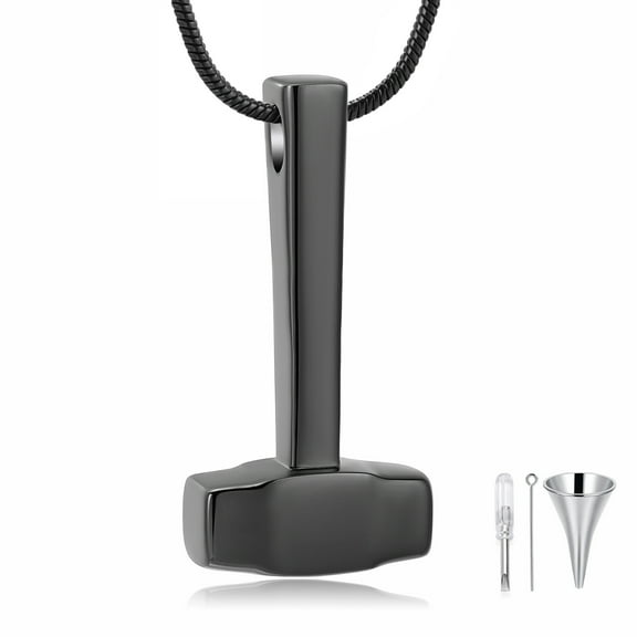 Women Men Hammer Pendent for Ashes and Chain Cremation Jewelry for Ashes Urn Necklace Lockets for Human Ashes Holder