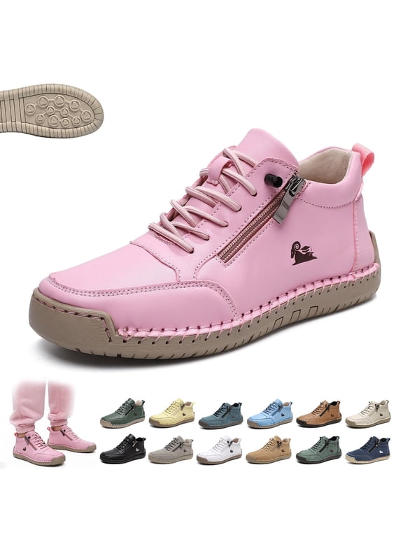 Women Men Handmade Leather Orthopedic Comfortable Walking Shoe - Waterproof & Breathable Orthopedic Shoes,Outdoor Casual Beck Shoes Lightweight Non Slip Ankle Boots