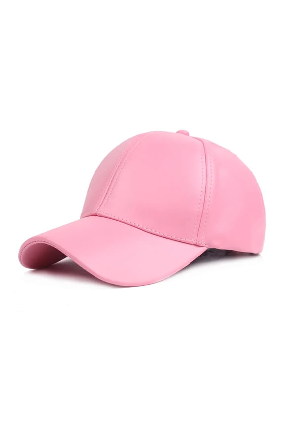 Women Men Hat PU Leather Baseball Cap Visor Light Board Solid Men Hip Hop Cap Outdoor Sun Hat Adjustable Sports Caps ,Unisex