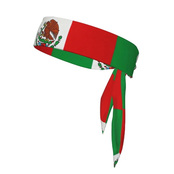 Women Men Headbands Tie Mexican-Flag Athletic Hair Head Band Sport Sweat Yoga Workout Sweatbands