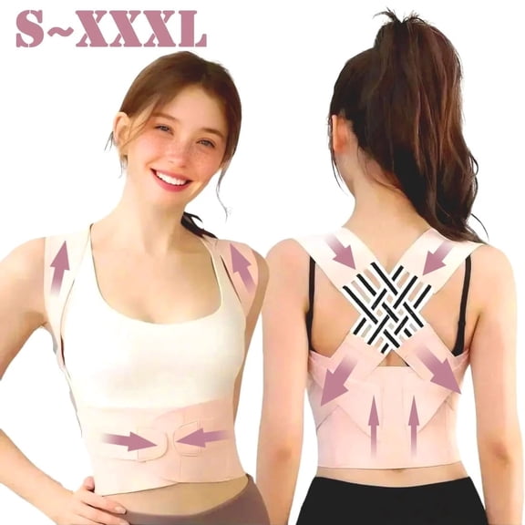 Women Men Hunchback Corrector, 2.0 Upgraded Back Brace Posture Corrector Adjustable Back Brace for Scoliosis, Hunchback, Back Pain Relief & Posture Support S-3XL