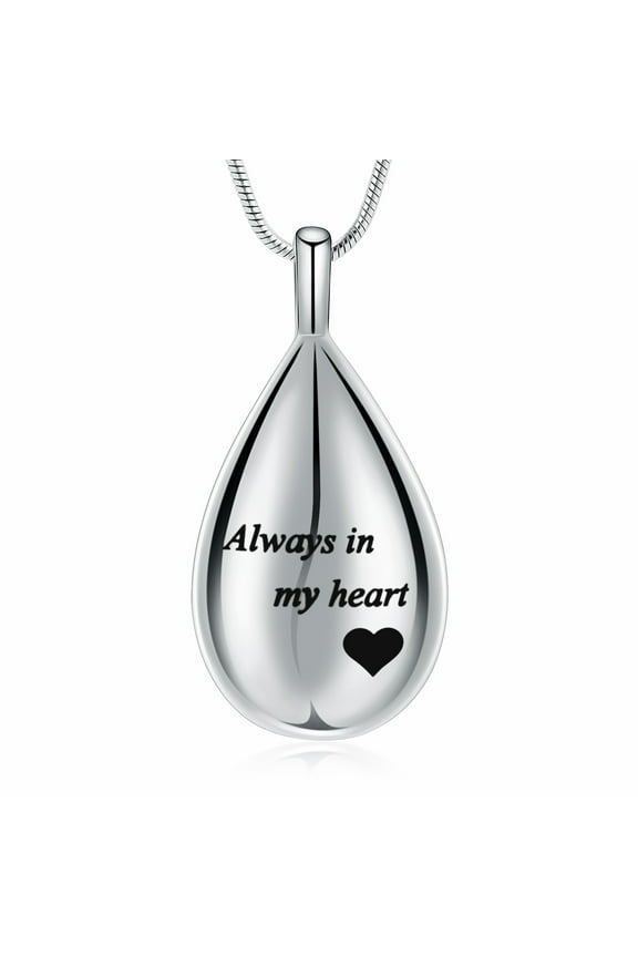 Women Men Keepsake Teardrop Pendent for Ashes and Chain Memorial Cremation Jewelry for Ashes Holder Urn Necklace for Ashes of Loved One Small Urn Necklace