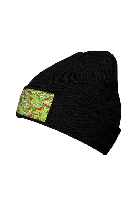 Women Men Kermit The Frog Beanies Graphic Knitted Hat Women Winter Soft Warm Cap
