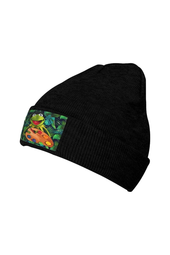 Women Men Kermit The Frog Beanies Graphic Knitted Hat Women Winter Soft Warm Cap