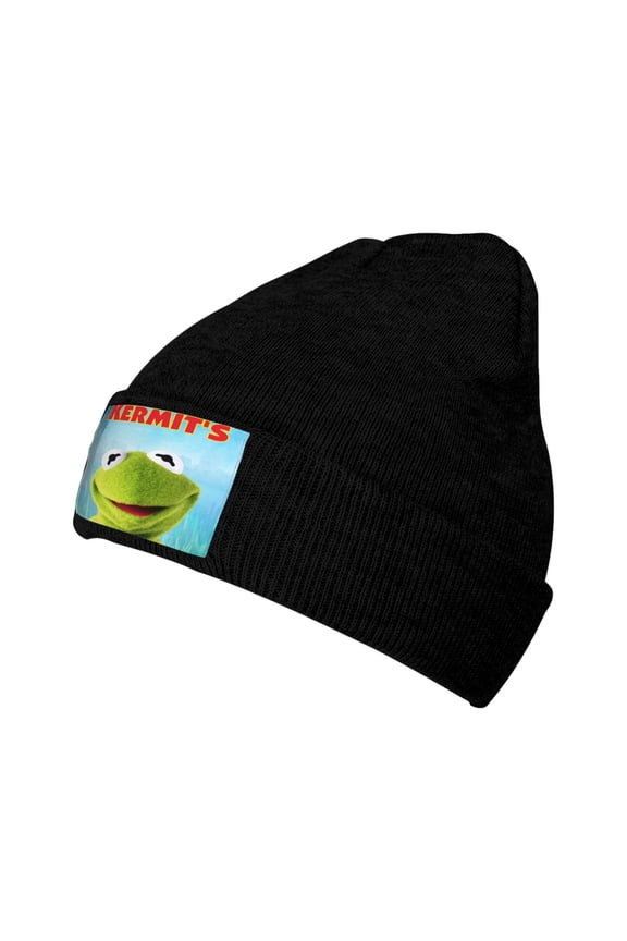 Women Men Kermit The Frog Beanies Graphic Knitted Hat Women Winter Soft Warm Cap
