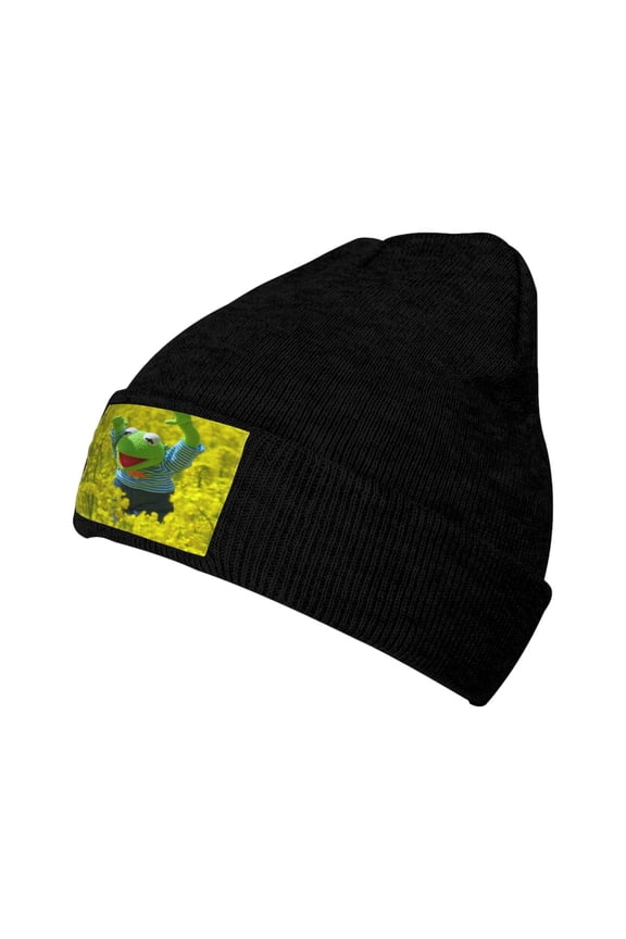 Women Men Kermit The Frog Beanies Graphic Knitted Hat Women Winter Soft Warm Cap