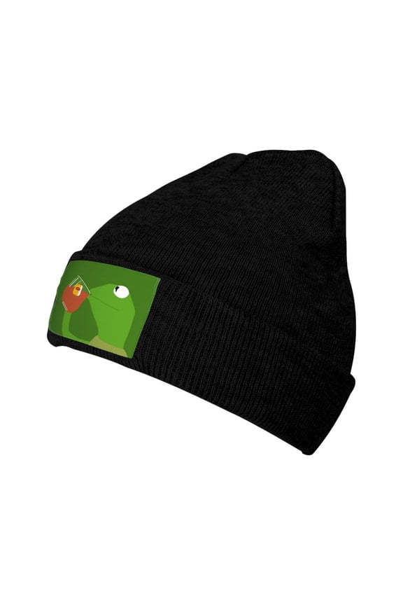 Women Men Kermit The Frog Beanies Graphic Knitted Hat Women Winter Soft Warm Cap