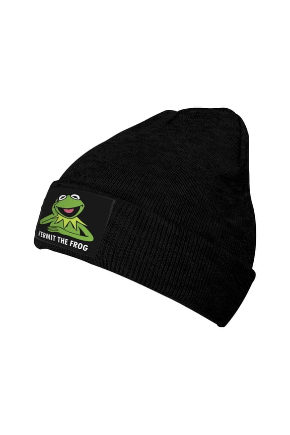 Women Men Kermit The Frog Beanies Graphic Knitted Hat Women Winter Soft Warm Cap