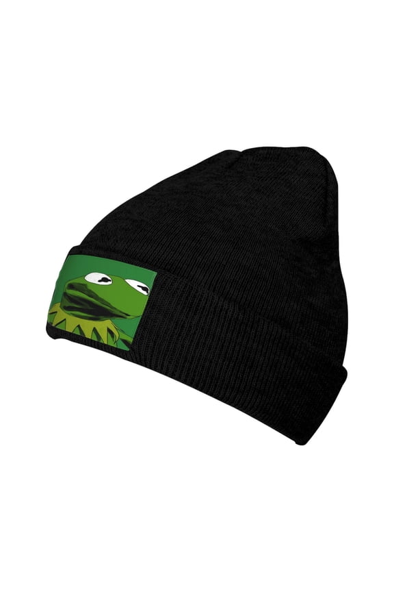 Women Men Kermit The Frog Beanies Graphic Knitted Hat Women Winter Soft Warm Cap