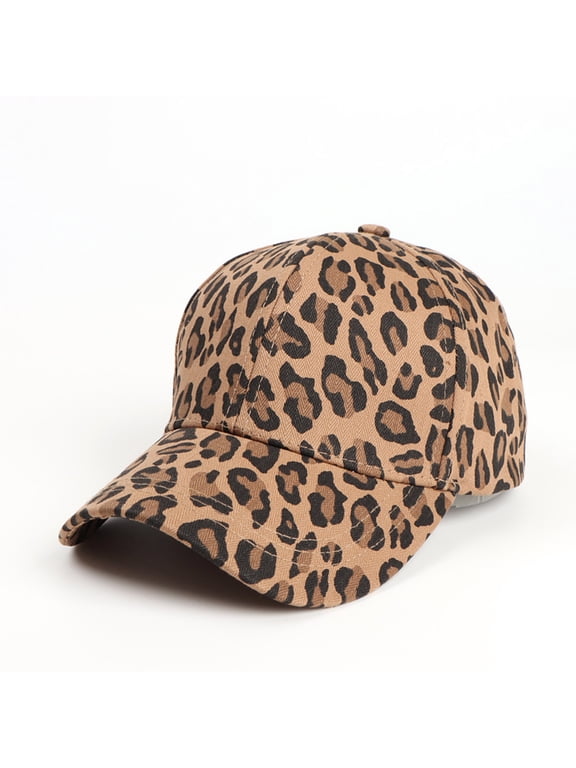Women Men Leopard Print Baseball Cap Adjustable Low Profile Washed Hat with Buckle for Outdoor Casual Sun Wear
