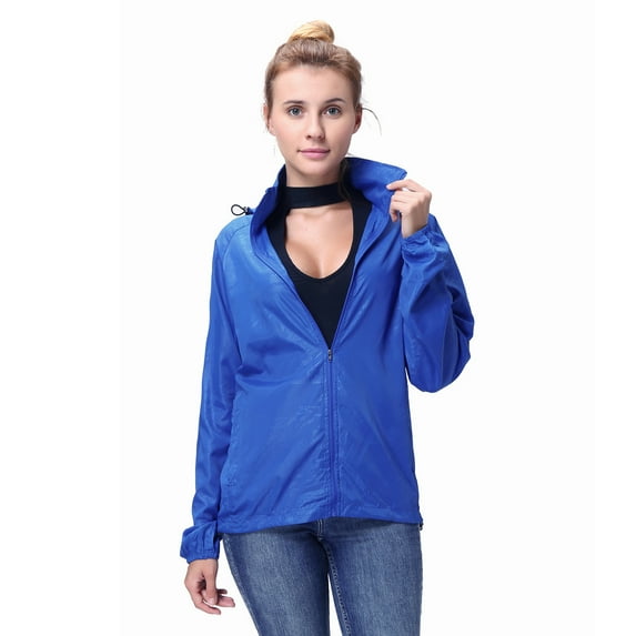 Women Men Lightweight Waterproof Sun-Protective Jackets Packable Hooded Windbreaker Sport Coat for Outdoor Running Jogging Camping Hiking
