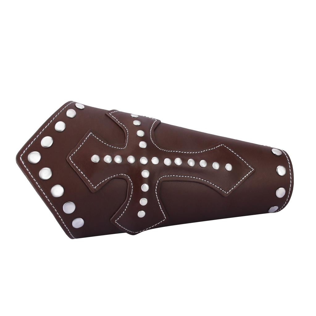Women Men Medieval Cross Rivets Bracers Gauntlet Wristband Wide Arm ...