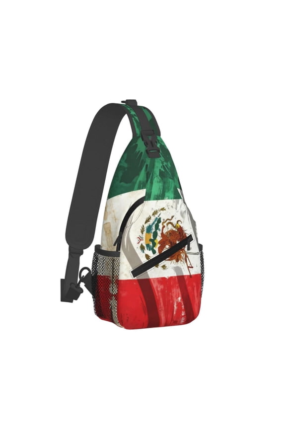 Women Men Mexico-Flag- Print Sling Backpack Casual Shoulder Sling Bag Gym Travel Hiking Daypack