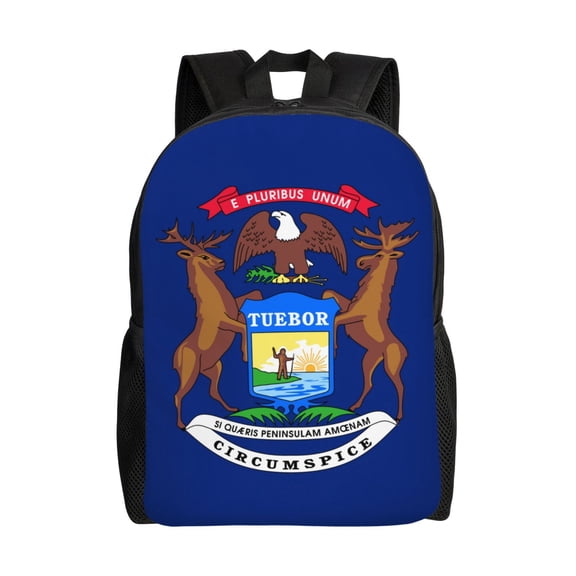 Women Men Michigan Flag Backpack Lightweight Rucksack Casual Daypack For Laptop Trave