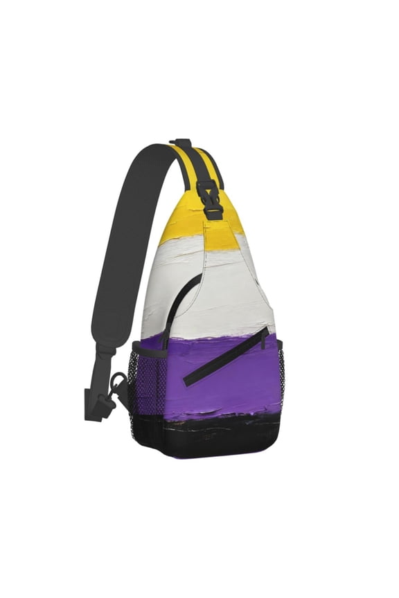 Women Men Non-Binary Pride Flag Crossbody Sling Bag Casual Chest Bakpack