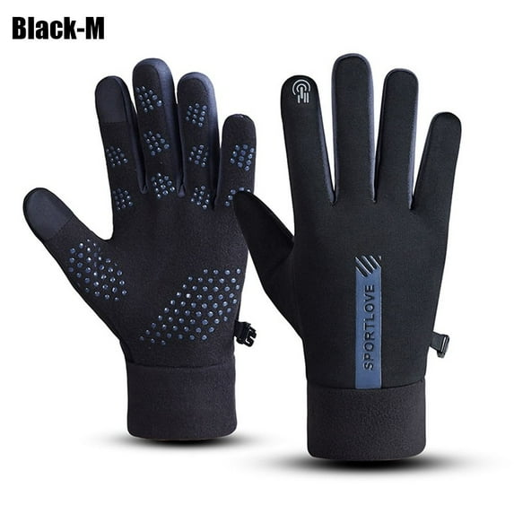 Women Men Non-slip Touch Screen Outdoor Windproof Cold Proof Full Finger Mittens Winter Gloves BLACK M