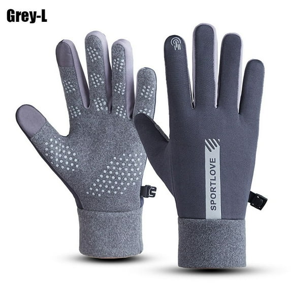 Women Men Non-slip Touch Screen Outdoor Windproof Cold Proof Full Finger Mittens Winter Gloves GREY L