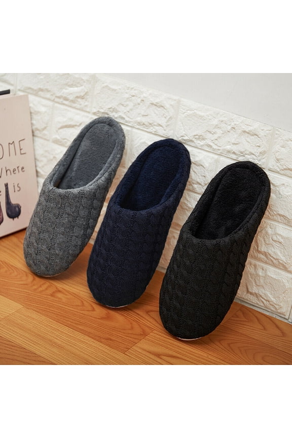 Women/Men Non-slip Warm Plush Slippers Soft Bottom Cotton Indoor Home Slippers