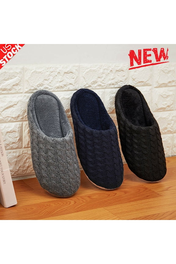 Women Men Non-slip Warm Plush Slippers Soft Foam Bottom Cotton Slippers Indoor