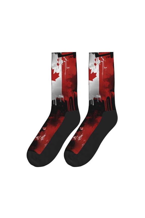 Women Men Novelty Crew Socks Canada Canadian Flag Art Athletic Socks